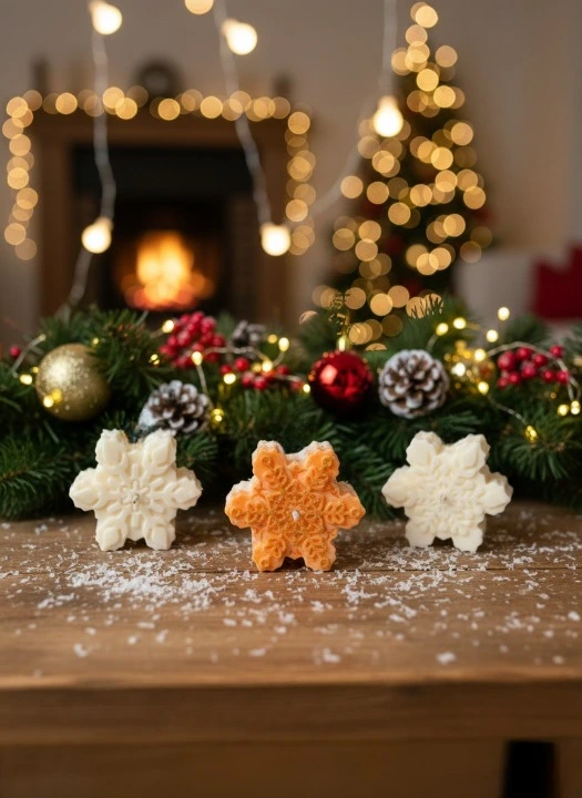 Set 3 lumanari parfumate, HANDMADE, ceara naturala din soia, fitil din bumbac, Fulg de zapada, 7.5 cm [3]