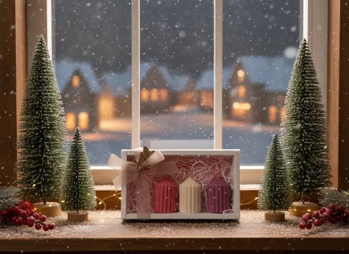 Set 3 lumanari parfumate,o e decoratiune din plastic, HANDMADE, ceara naturala din soia, fitil din bumbac, 7 cm [3]