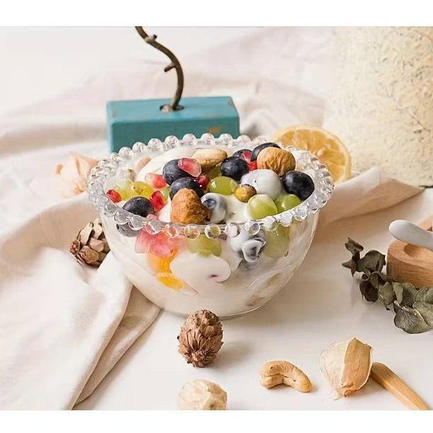 Set 6 boluri,din sticla, margine perlata, Transparent, 220 ml [3]