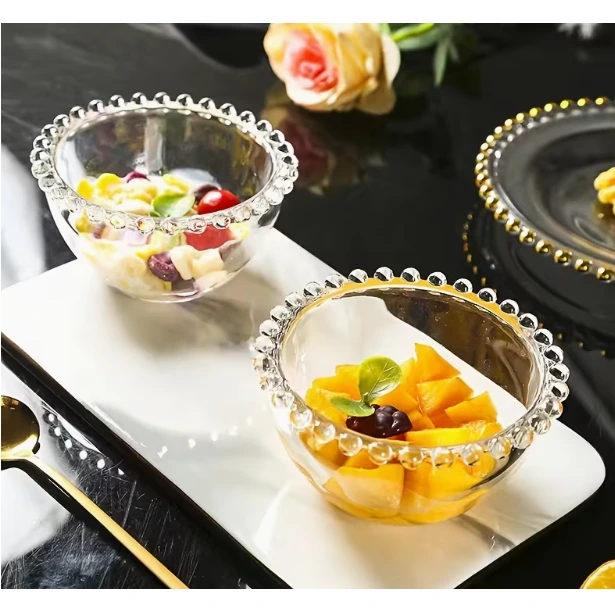 Set 6 boluri,din sticla, margine perlata, Transparent, 220 ml [4]