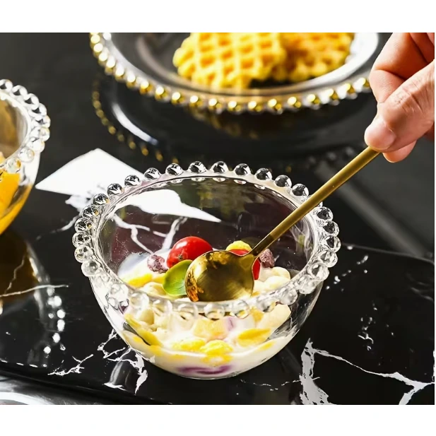 Set 6 boluri,din sticla, margine perlata, Transparent, 220 ml [5]