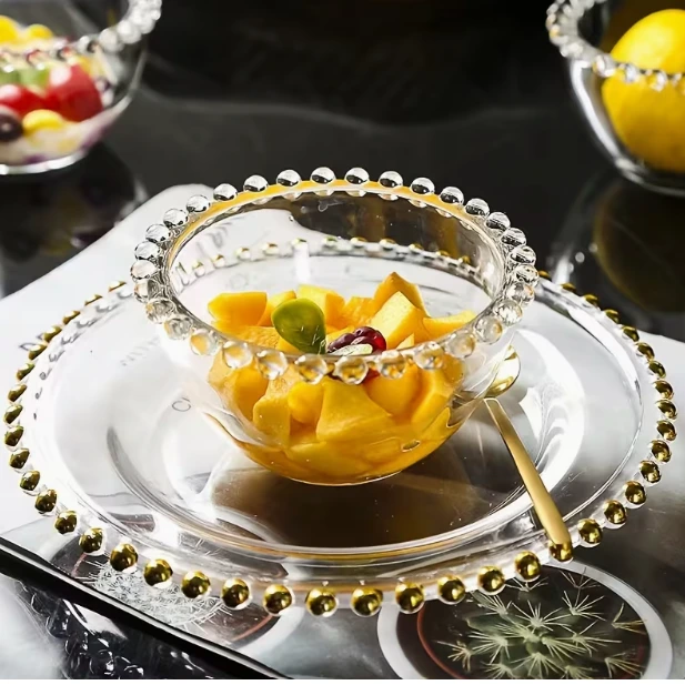 Set 6 boluri,din sticla, margine perlata, Transparent, 220 ml [6]