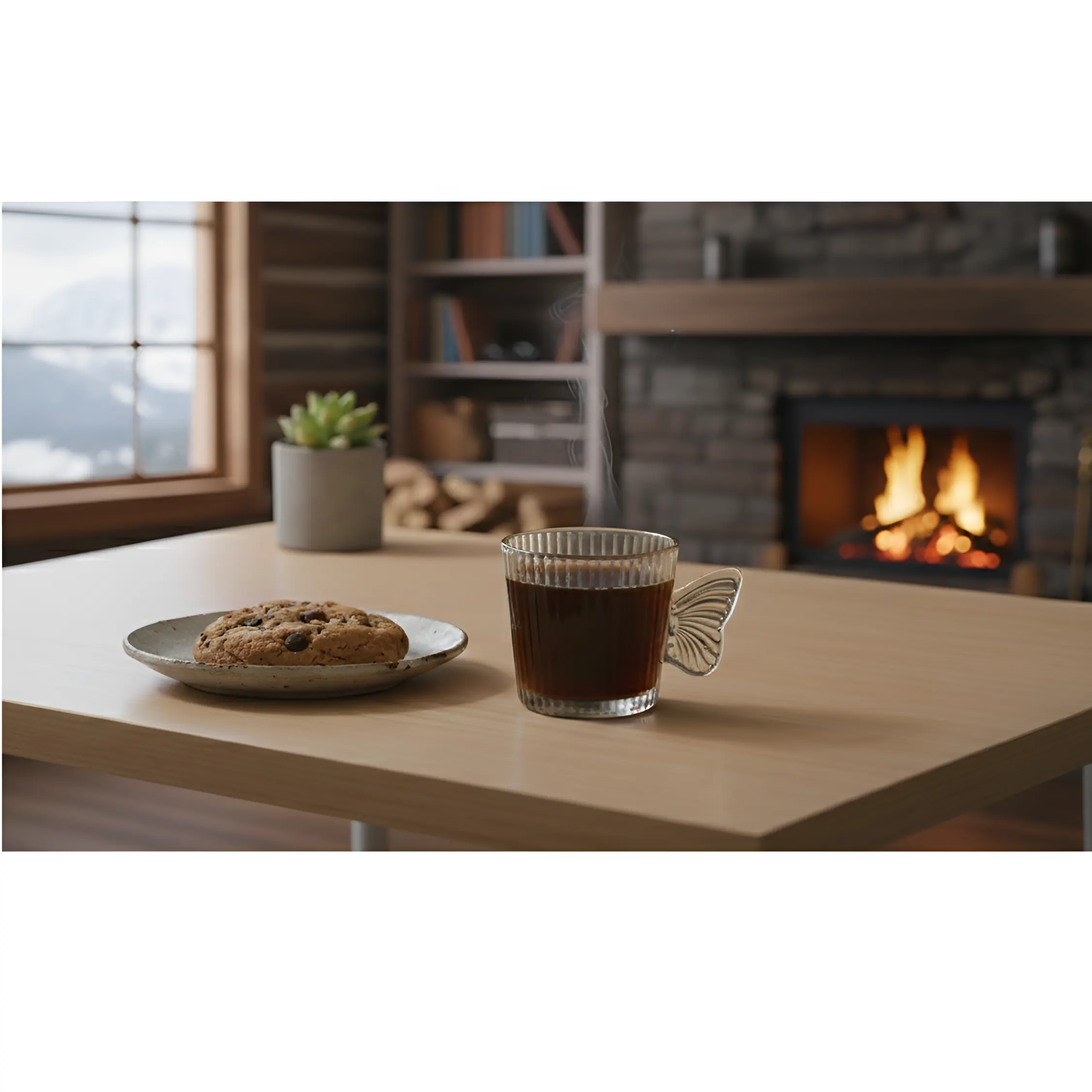 Set 6 cani, din sticla, model in relief, maner in forma de fluture, Transparent, 120 ml [3]