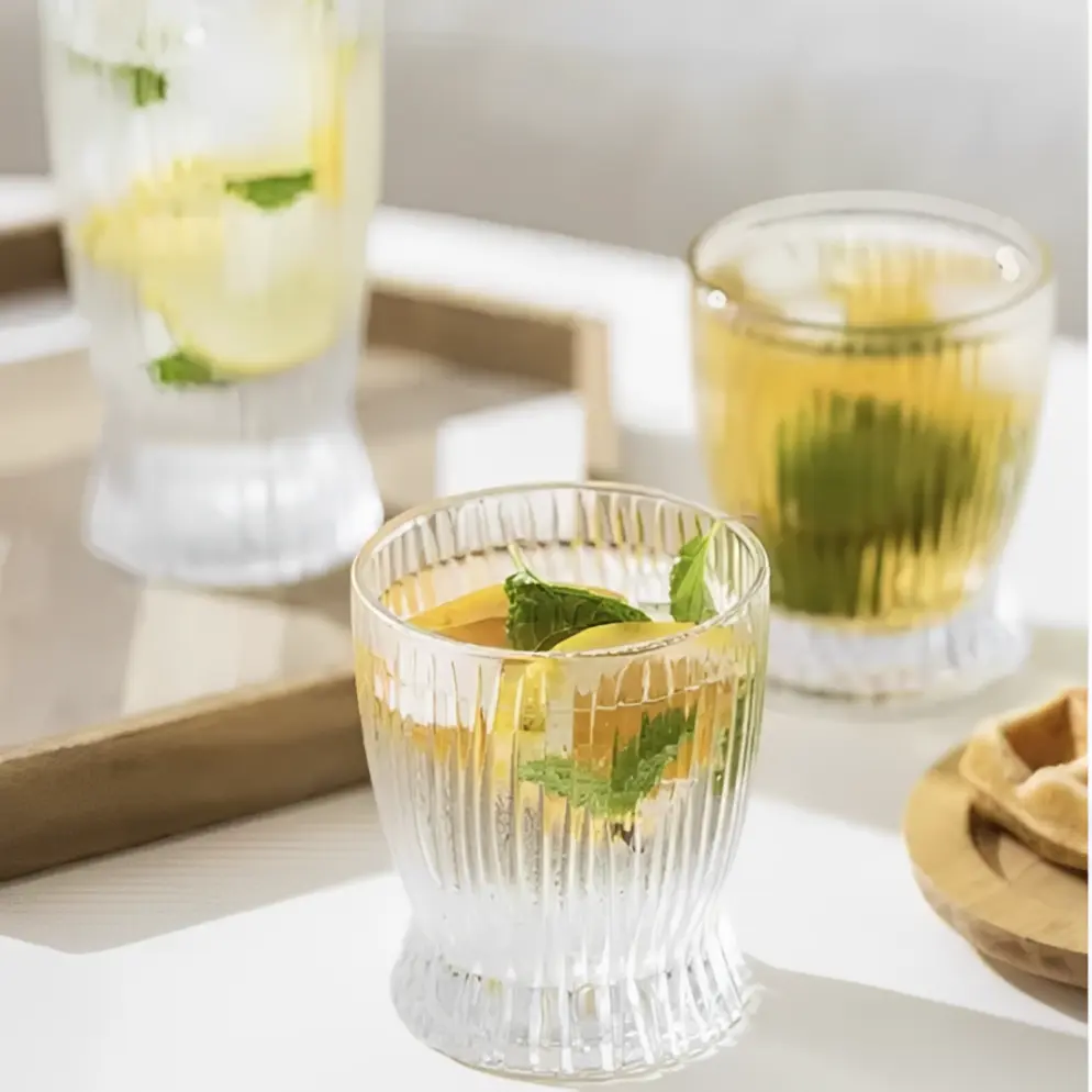 Set 6 pahare, din sticla, cu model, Transparent, 285 ml [2]