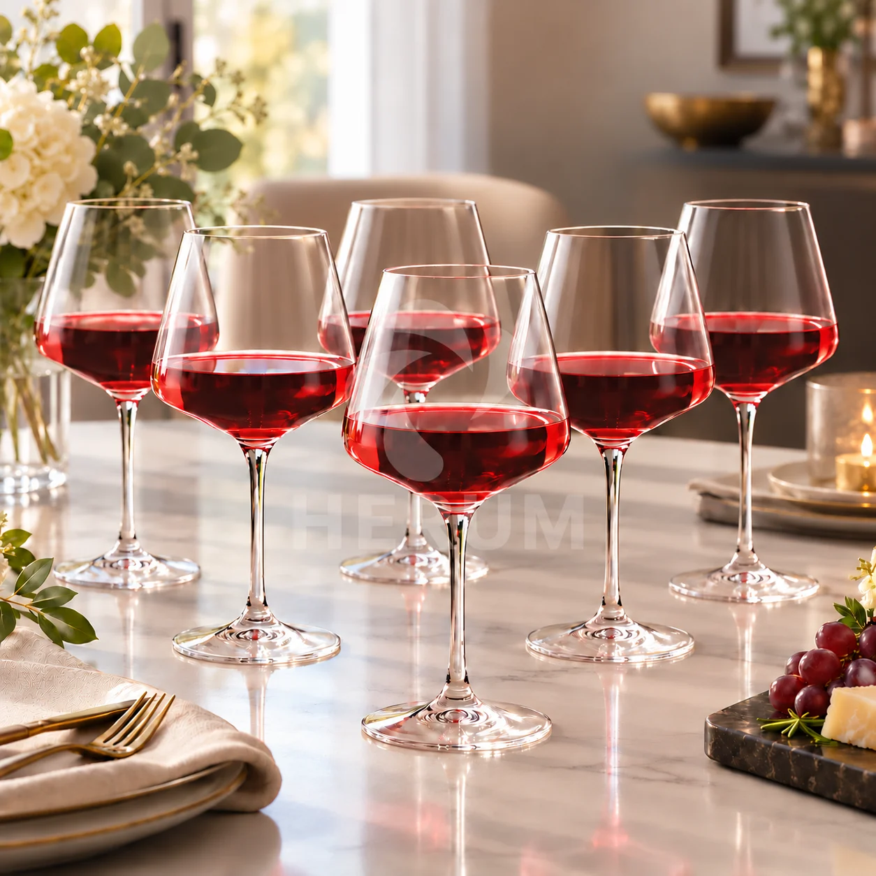 Set 6 pahare pentru vin, din sticlă, cu picior înalt, design elegant, Transparent, 450 ml [4]