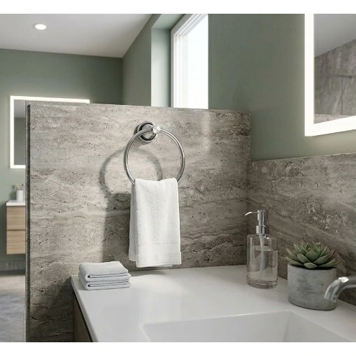 Set accesorii pentru baie, din aluminiu, bara pentru prosoape, suport hartie igienica, suport cu pahar din sticla, sapuniera din sticla, agatatoare dubla, suport pentru prosop maini, Argintiu, 6 piese [4]