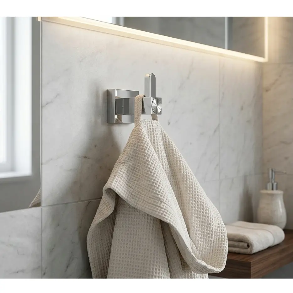 Set accesorii pentru baie, din zinc, bara pentru prosoape, suport hartie igienica, suport cu pahar din sticla, sapuniera din sticla, agatatoare, săpunieră tip grătar sau suport burete, Argintiu, 6 piese [6]