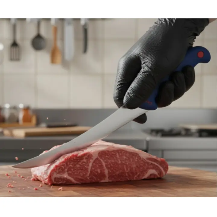 Set cutite de macelarie, set complet cu satar, manusi de protectie, manere colorate, 8 piese [2]