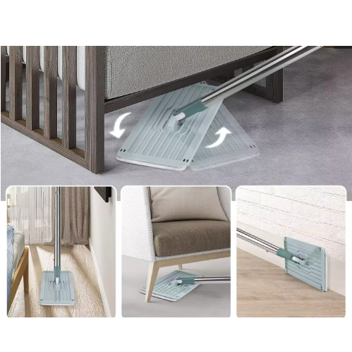 Set de mop cu galeata, cuve separate pentru spalare si uscare, Turcoaz, 2 lavete pentru mop incluse [6]