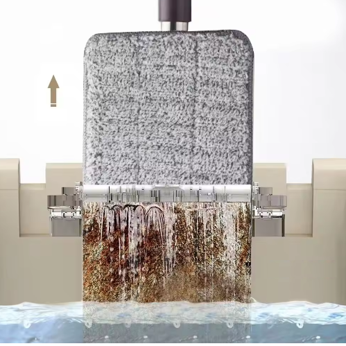 Set de mop cu galeata, cuve separate pentru spalare si uscare, Turcoaz, 2 lavete pentru mop incluse [7]