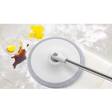 Set de mop rotativ cu galeata, storcator, mop rotund cu microfibra, 2 lavete incluse, Gri / Alb [3]
