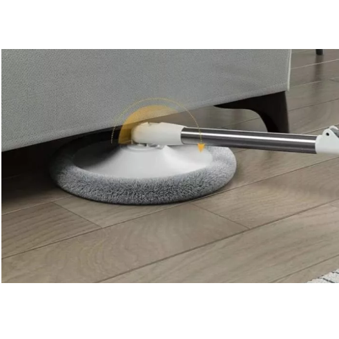 Set de mop rotativ cu galeata, storcator, mop rotund cu microfibra, 2 lavete incluse, Gri / Alb [6]