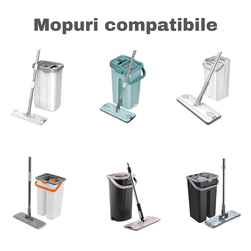 Set lavete din microfibra cu prindere dubla pentru mop, Alb/Albastru, 32 x 12 cm, 6 buc [3]