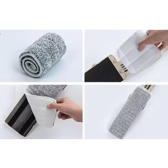 Set lavete din microfibra pentru mop, Gri, 30 x 10 cm, 6 buc [3]