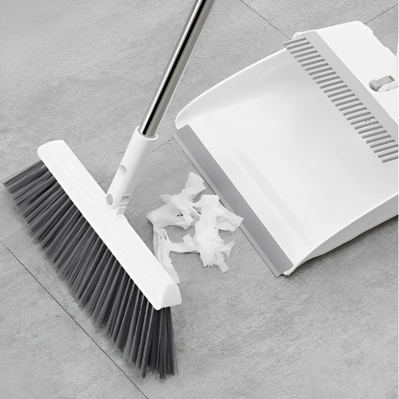 Set matura si faras, pliabil, cu coada, metal si plastic, curatenie casa, Alb/Gri [4]