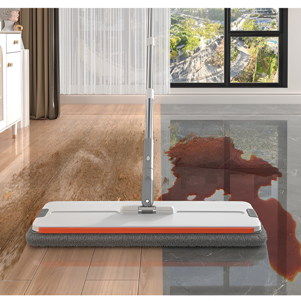 Set mop plat si galeata, 2 cuve, cu ventuze, din plastic, 4 lavete din microfibra [3]