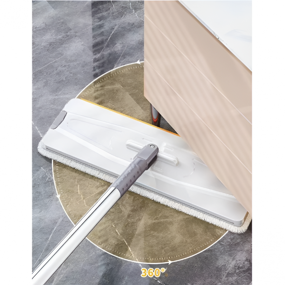 Set mop plat si galeata, 2 cuve, cu ventuze, din plastic, 4 lavete din microfibra [6]