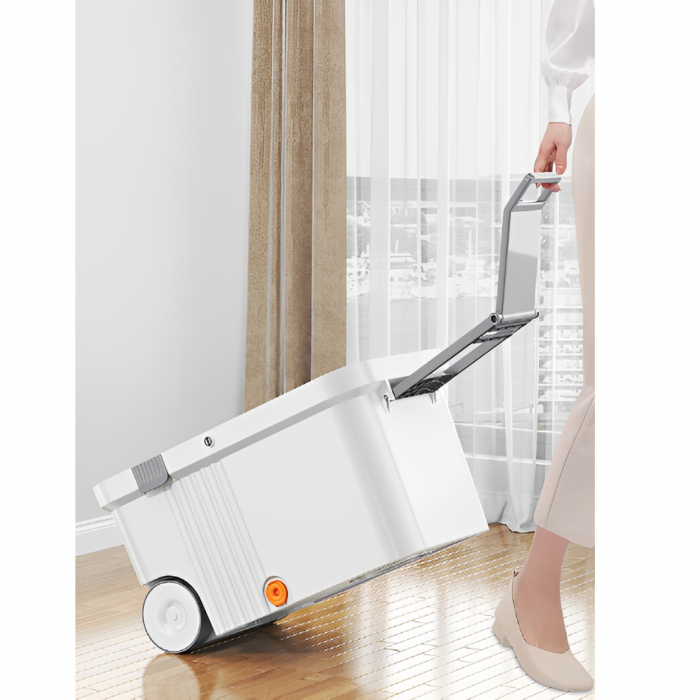 Set mop rotativ cu galeată cu roți și storcător centrifugă, Alb/Gri, 10L, 4 lavete incluse [6]