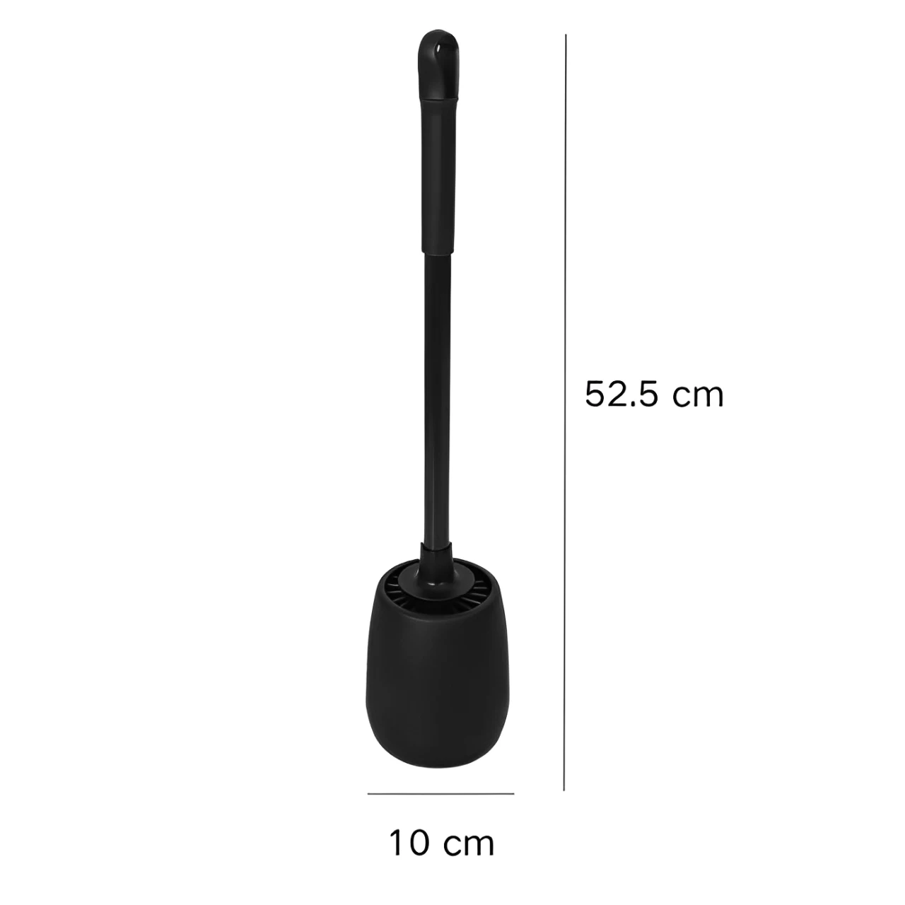 Set perie de toaleta si recipient cu adeziv, plastic, peri din silicon moale, flexibili, Negru, 10 x 52.5 cm [2]