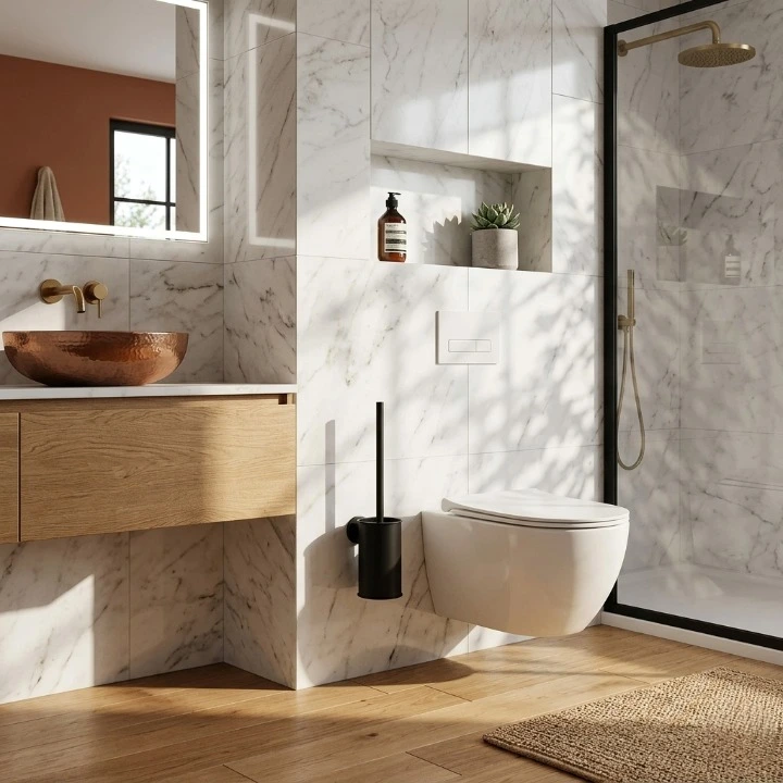 Set perie WC cu suport, de prins in perete, din inox, Negru [2]