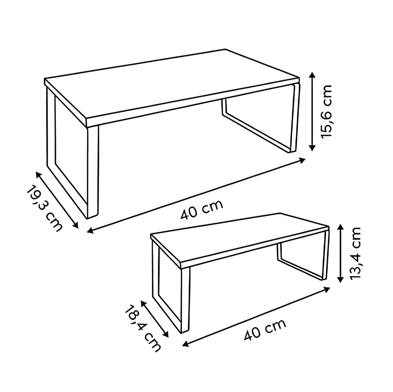 Set rafturi de bucatarie,stivuibile, depozitare condimente, cani, din metal si bambus, Negru/Maro, 2 buc [3]