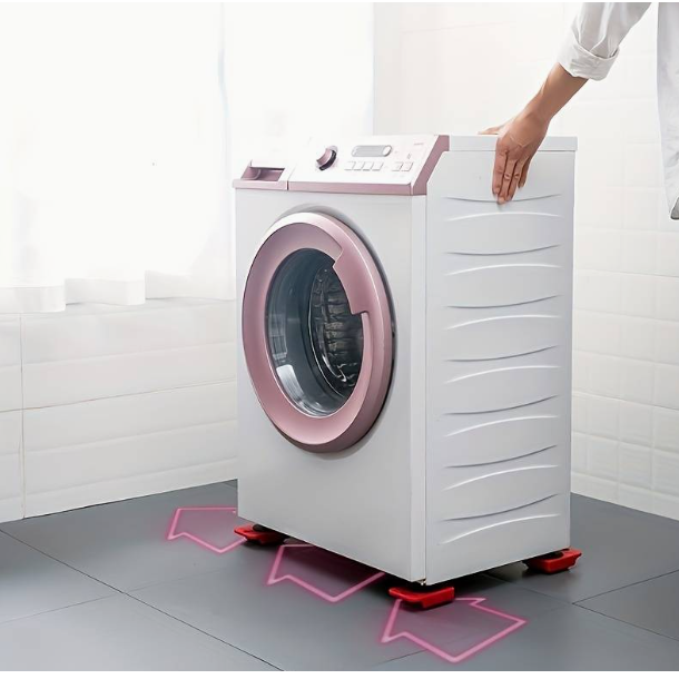 Set suport cu roti pentru mutat mobila, electrocasnice, Rosu/Negru, 5 piese [5]