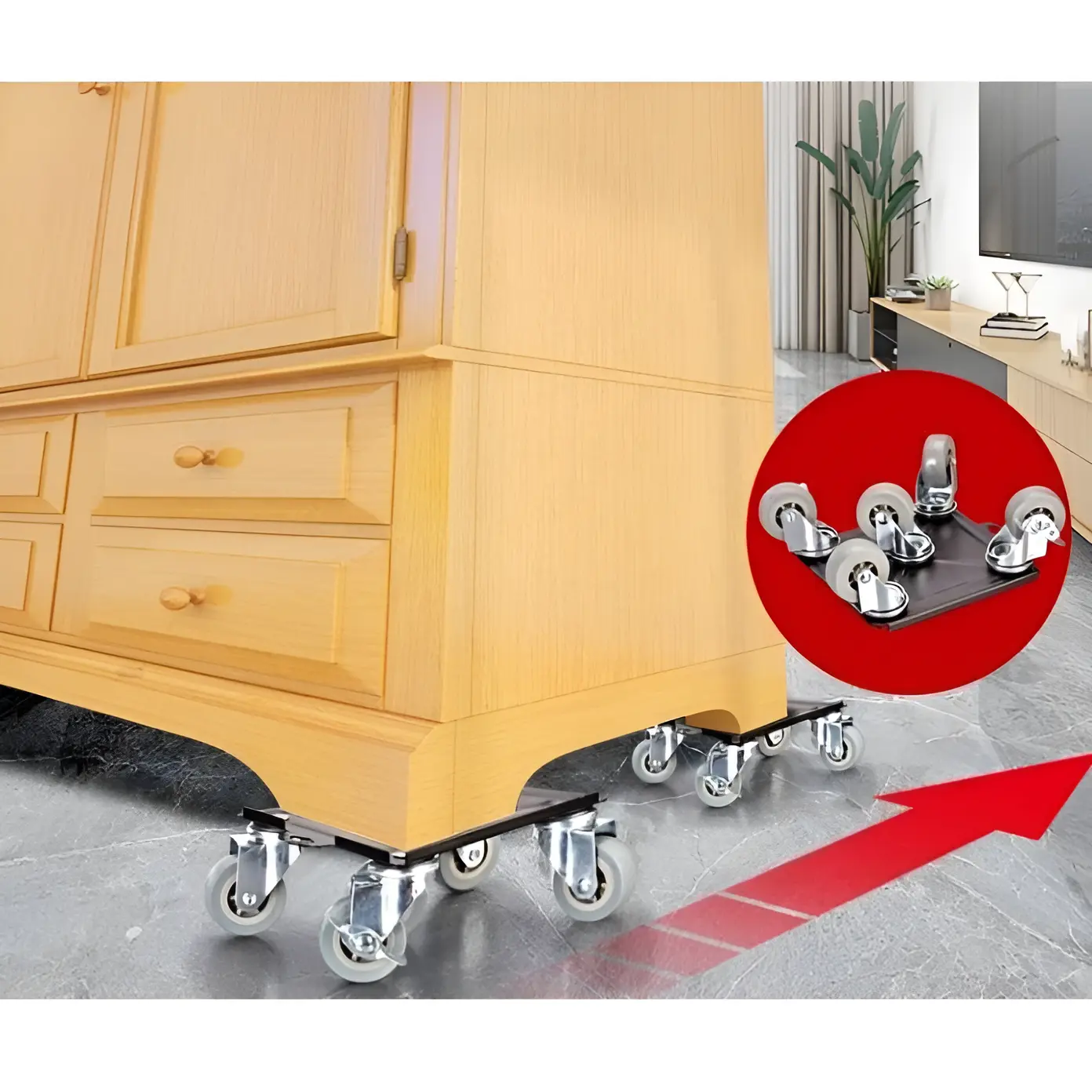 Set suport cu roti pentru mutat mobila, Negru/Gri, 5 piese [4]