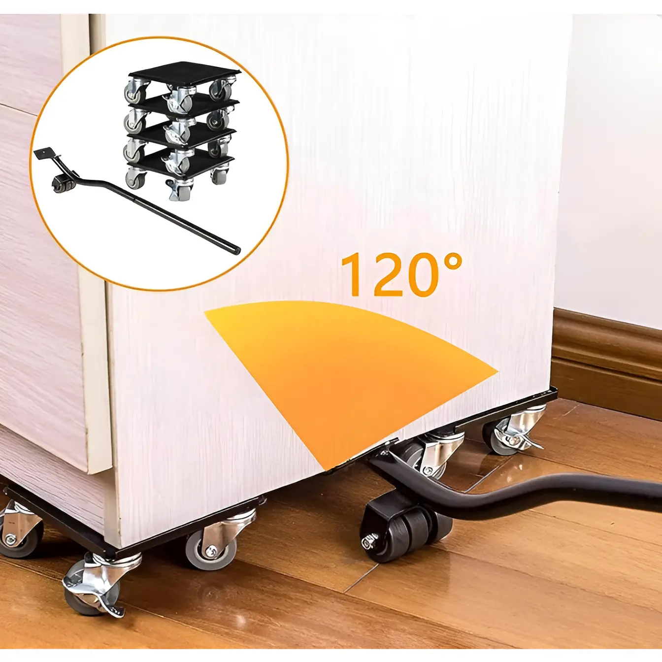 Set suport cu roti pentru mutat mobila, Negru/Gri, 5 piese [6]