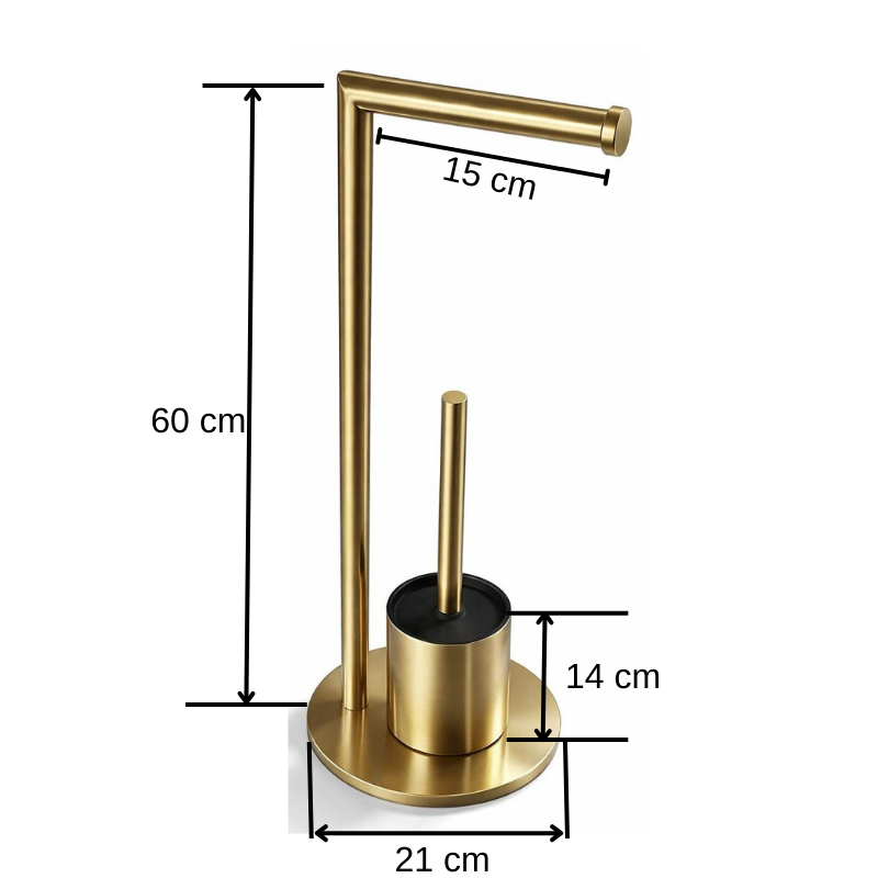 Set suport hartie igienica, suport perie de toaleta si perie de toaleta, din inox, Auriu, 21 x 60 cm [3]