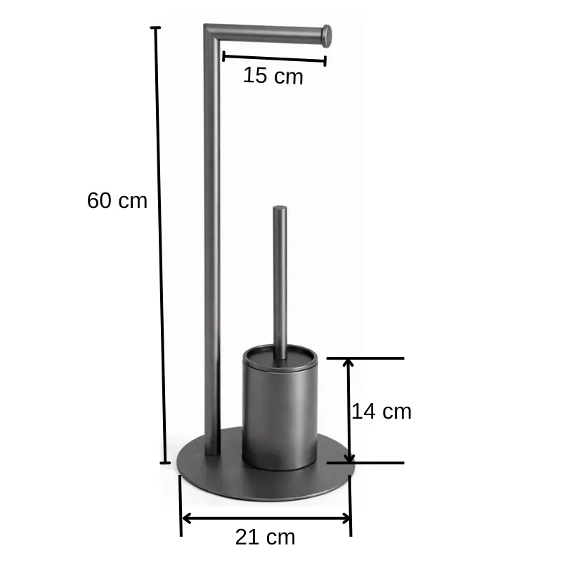 Set suport hartie igienica, suport perie de toaleta si perie de toaleta, din inox, Gri, 21 x 60 cm [3]