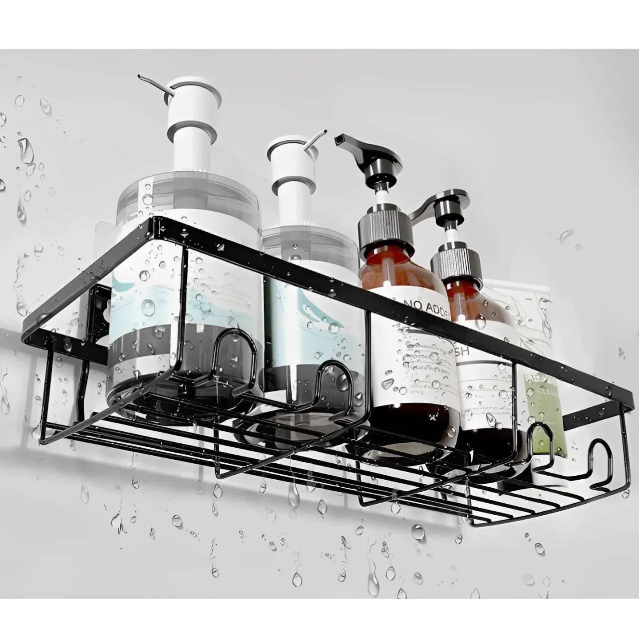 Set suporturi metalice, organizatoare, de perete, etajere depozitare, Negru, 4 buc [2]