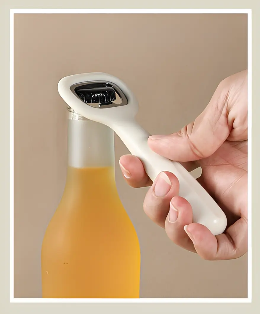 Set ustensile de bucatarie, cutit, foarfeca, desfacator, decojitor, tel, suport ustensile, Crem , 6 piese [4]