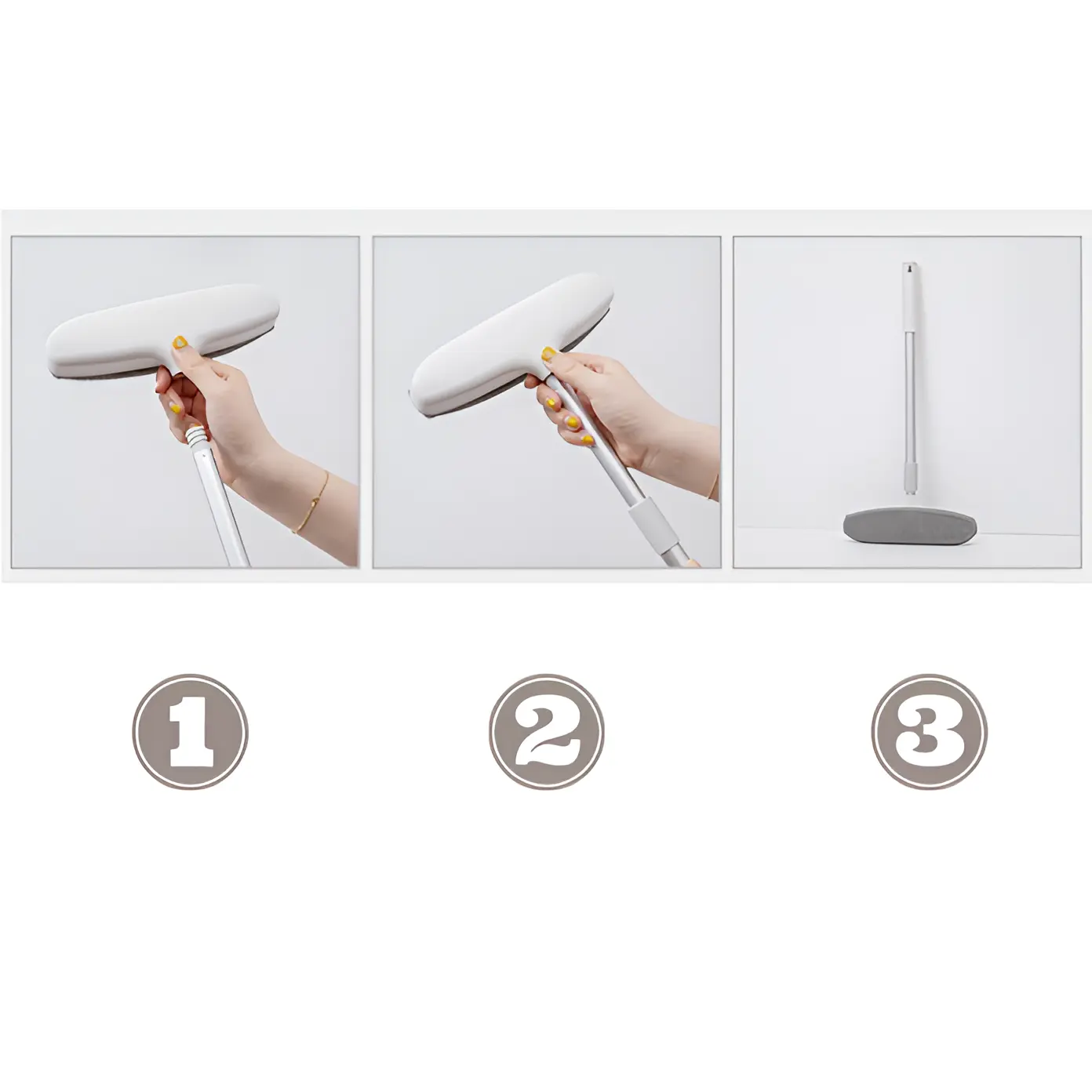 Spalator de geamuri cu maner telescopic, laveta din microfibra, Gri, 80-106 cm [6]