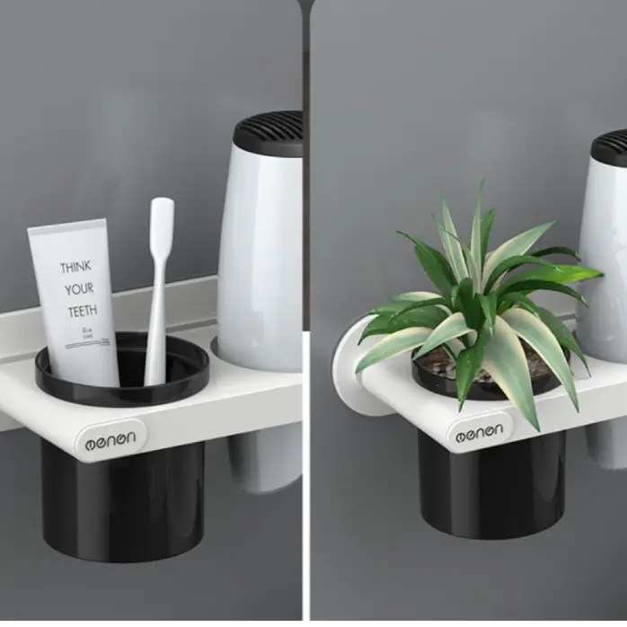 Suport autoadeziv pentru articole de baie, uscator de par, din plastic, Alb, 23 x 13 x 9 cm [3]