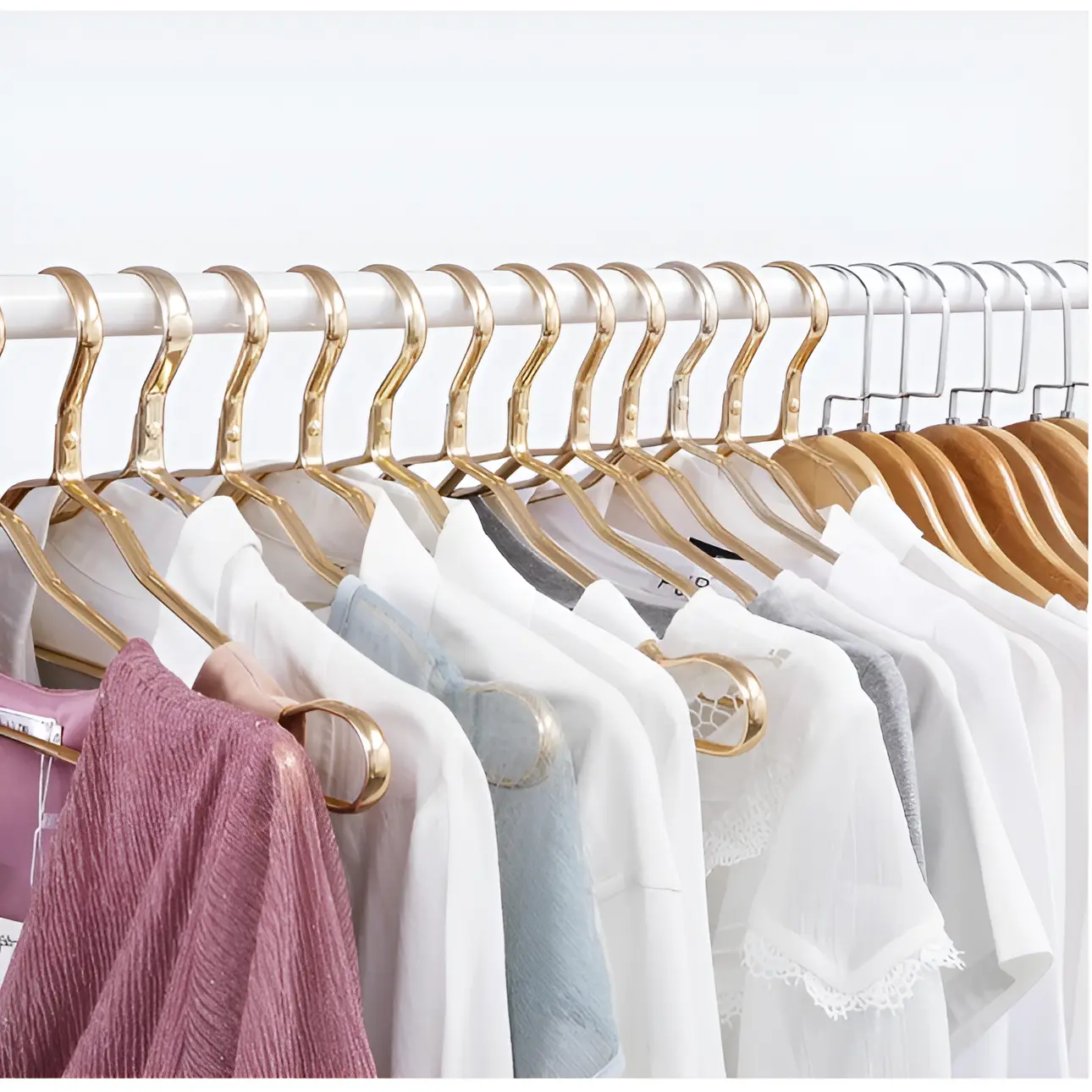 Suport metalic pentru haine cu 2 bare, inaltimi diferite, cu roti, spatiu incaltaminte, spatiu accesorii, Alb, 110 x 54.5 x 130/150 cm [5]