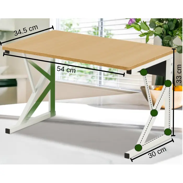 Suport metalic pentru raftul cu microunde, cu polita din MDF, Alb/Maro, 54 x 34.5 x 33 cm [3]