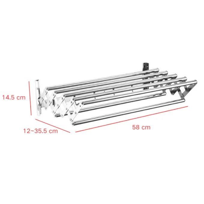 Suport metalic pliabil, pentru prosoape, umerase, Gri, 58 x 12-35.5 x 14.5 cm [2]