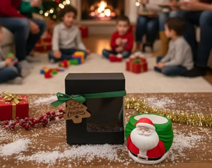 Suport pentru pixuri in forma de Mos Craciun, HANDMADE, din ceramica, pictat, 7.5 cm [3]