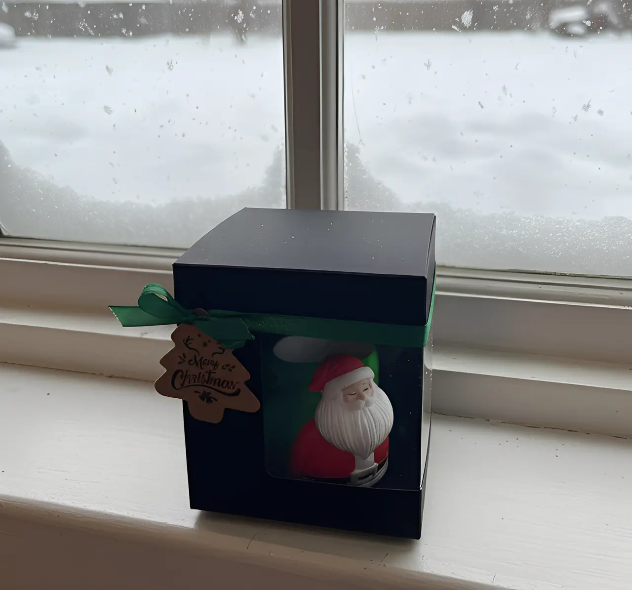 Suport pentru pixuri in forma de Mos Craciun, HANDMADE, din ceramica, pictat, 7.5 cm [2]