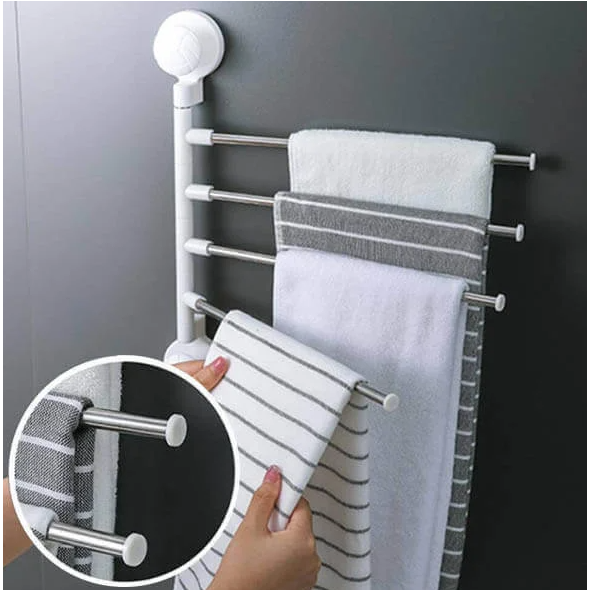 Suport pentru prosoape cu 4 bare rotative, Alb/Gri, 36 x 34 cm [8]