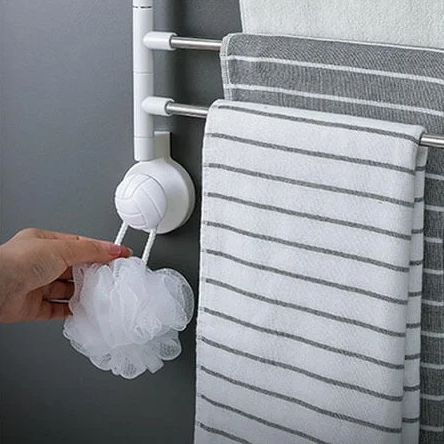 Suport pentru prosoape cu 4 bare rotative, Alb/Gri, 36 x 34 cm [4]