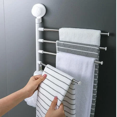 Suport pentru prosoape cu 4 bare rotative, Alb/Gri, 36 x 34 cm [3]