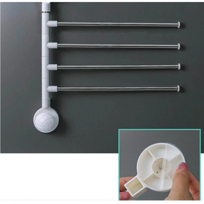 Suport pentru prosoape cu 4 bare rotative, Alb/Gri, 36 x 34 cm [5]