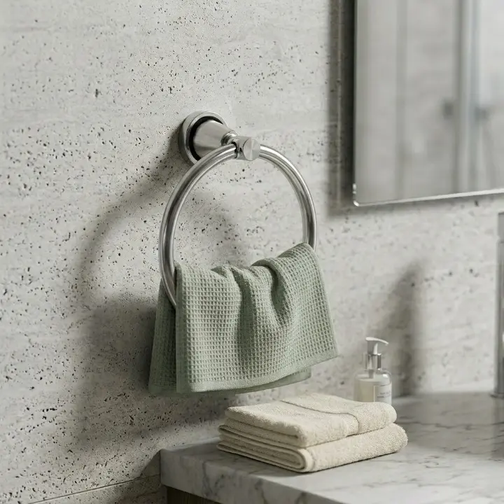 Suport pentru prosop de maini, tip inel, din aluminiu, prindere pe perete, Argintiu [3]