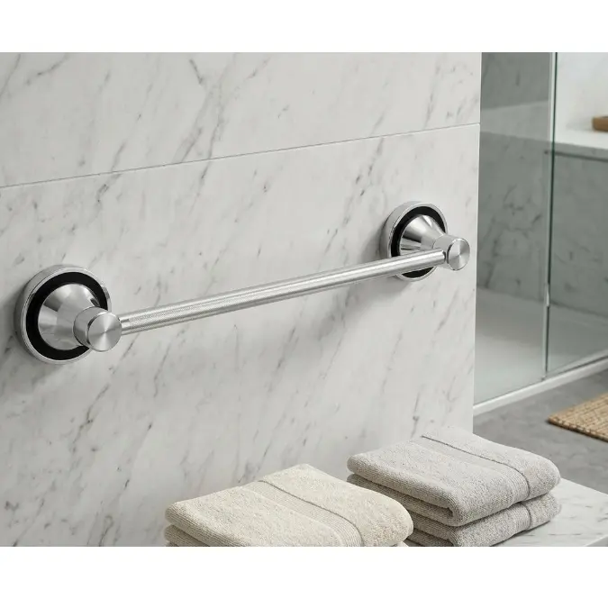 Suport pentru prosop, tip bara, din aluminiu, prindere pe perete, Argintiu, 60 cm [3]