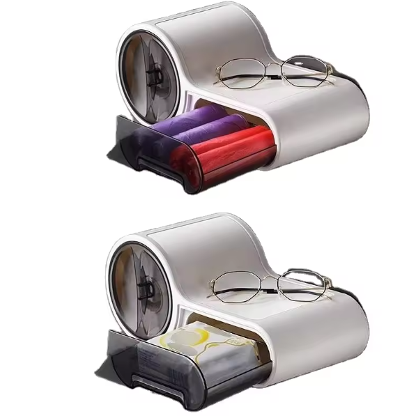 Suport pentru rola de hartie igienica cu spatii de depozitare, Alb/Gri, 28 x 14 x 13 cm [3]