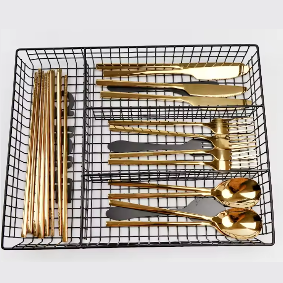 Suport tacamuri pentru sertar cu model ''Cuisine'', Negru, 32 x 26 x 4 cm [4]