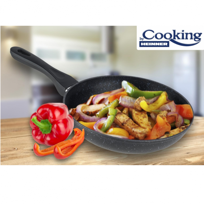 Tigaie din aluminiu, Cooking by Heinner, Black Sand, Negru, 22 x 4.8 cm [3]