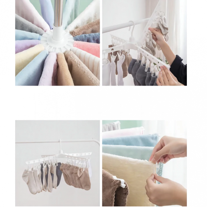 Uscator de rufe pliabil, Alb, 80 x 80 x 170 cm [6]