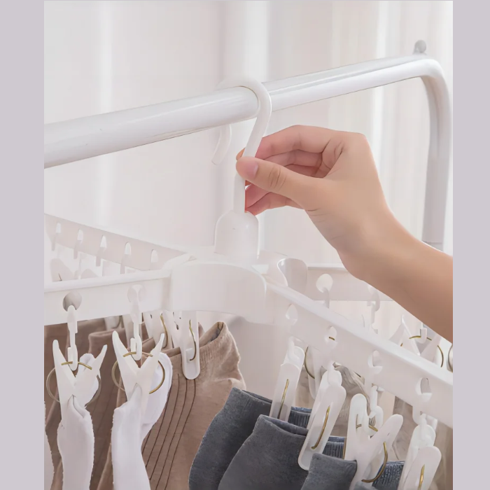 Uscator de rufe pliabil, Alb, 80 x 80 x 170 cm [7]